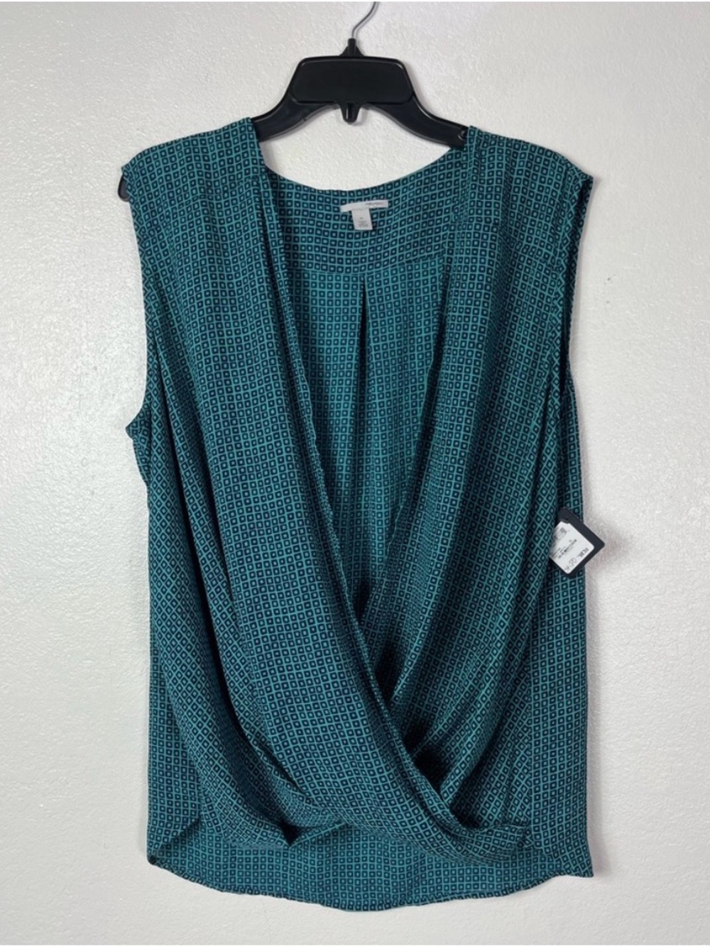 Halogen Teal Navy Crossover Blouse size XL